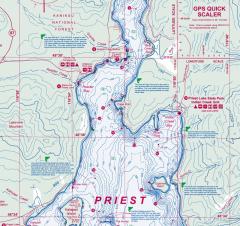 Priest Lake Fishing Map Fishing Maps With Underwater Togograpy For Structure Fishing. Catch More  Fish With Fish-N-Map Co. Fishing Maps